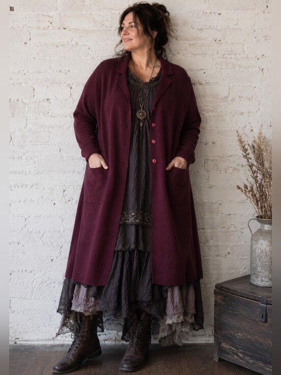 Cotton Ginny Other - Cotton Ginny Plus Burgundy Knit Long Duster Cardigan Coat Lagenlook 1X